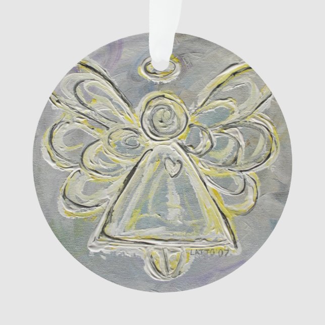 White Guardian Angel Gift Holiday Ornament (Front)