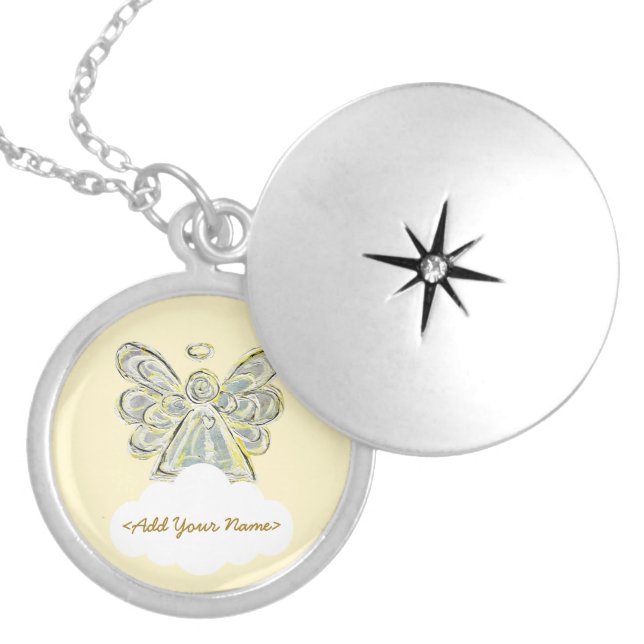 White Guardian Angel Series Cloud Custom Locket (Front)