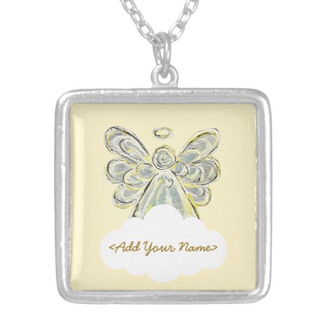 White Guardian Angel Series Cloud Custom Necklace (Front)