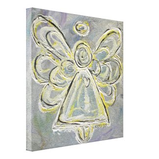 White Guardian Angel Wrapped Canvas Wall Art