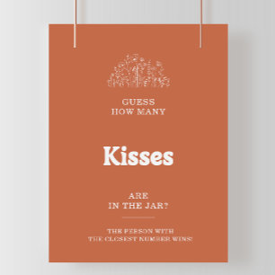 White Guess How Many Kisses Bridal Shower Game Poster