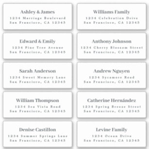 White Guest Address Labels ORDER 6" or 8" sheet!