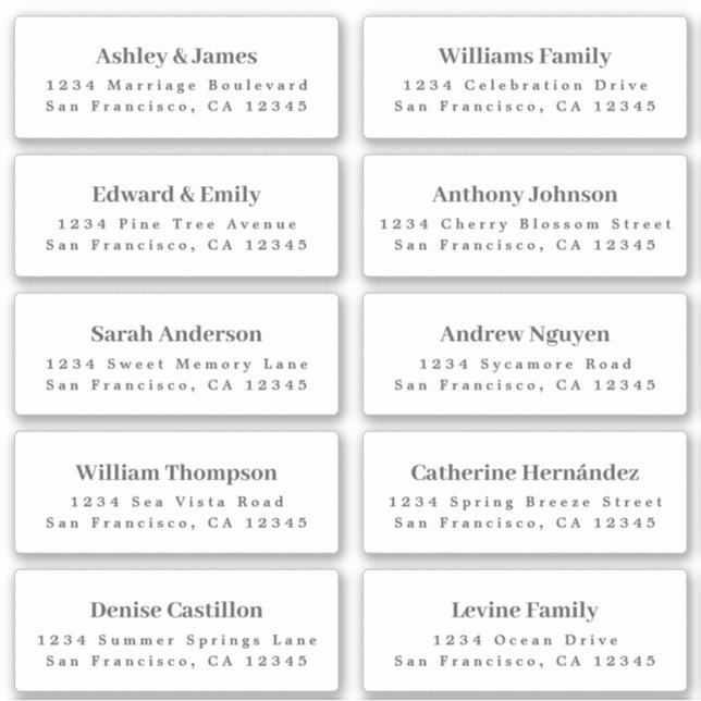 White Guest Address Labels ORDER 6" or 8" sheet! (Front)