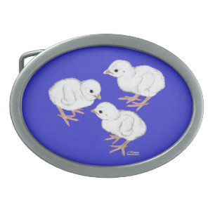 White Guinea Keets Oval Belt Buckle