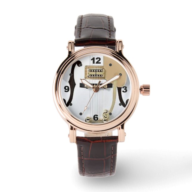 white guitar leather watch (Front)