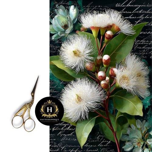 White Gumnut and Magnolia Blossom Decoupage Tissue Paper