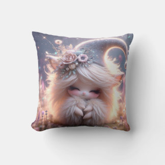 White Hair Beauty Cheek Throw Pillow