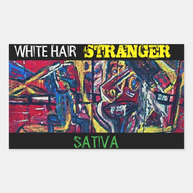 WHITE HAIR STRANGER SATIVA RECTANGULAR STICKER (Front)
