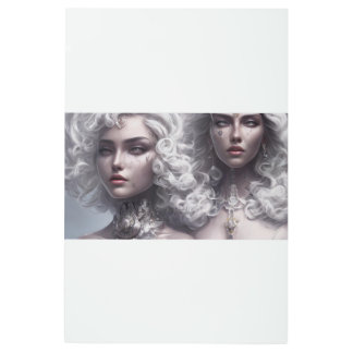 White Haired Twins Metal Print