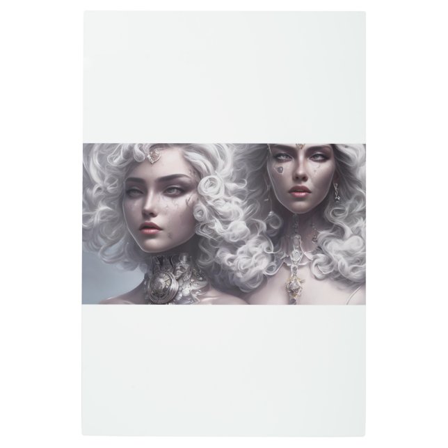 White Haired Twins Metal Print (Front)