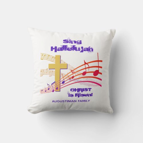 White HALLELUJAH CHRIST IS RISEN Christian Easter Throw Pillow