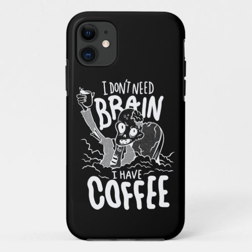 white halloween coffee drinking zombie iPhone 11 case