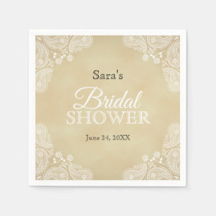 White Hand Drawn Paisley, Rustic Bridal Shower Napkins