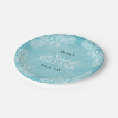 White Hand Drawn Paisley Teal Rustic Bridal Shower Paper Plates (Angled)