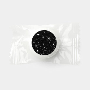 White Hand Drawn Stars On Black Life Saver® Mints