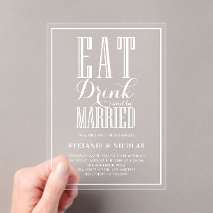 White Hand Lettered Calligraphy Wedding Acrylic Invitations