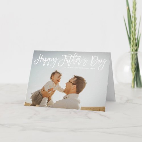 White Hand Lettered Script Happy Fathers Day Card