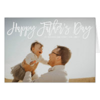 White Hand Lettered Script Happy Father's Day Card