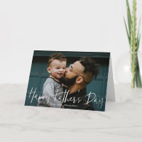 White Hand-Lettered Script Photo Father's Day Card