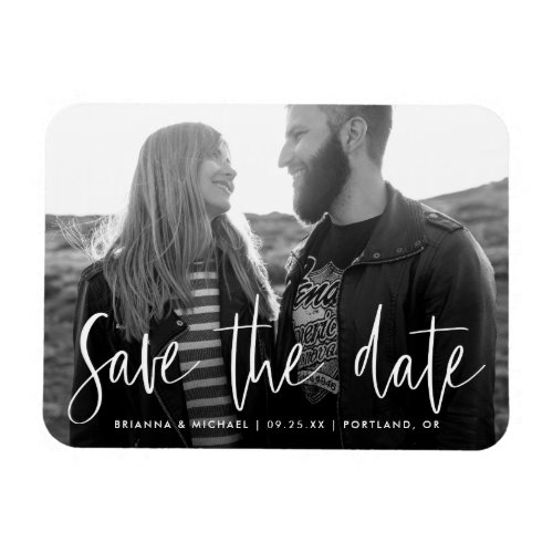 White Hand_Lettered Script Photo Save the Date Magnet