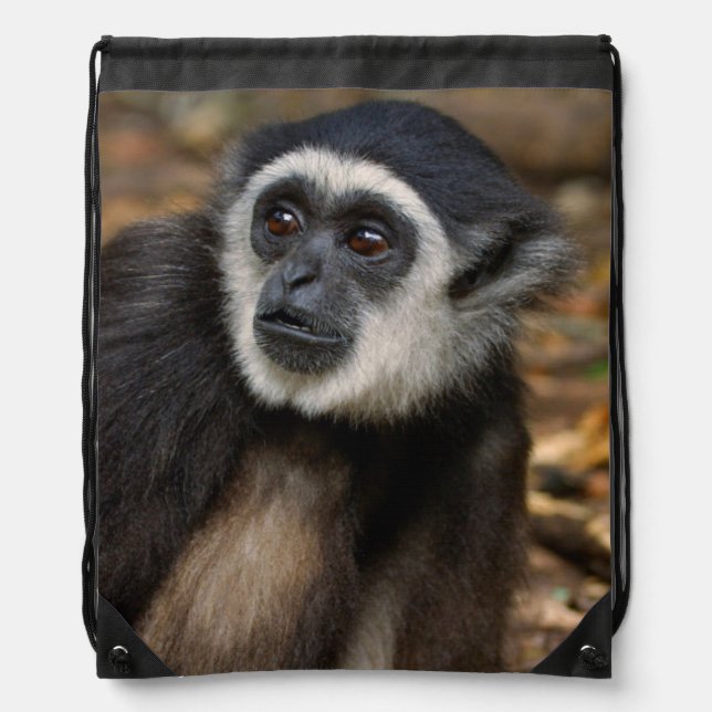 White-Handed Gibbon (Hylobates Lar), Monkeyland Drawstring Bag (Front)