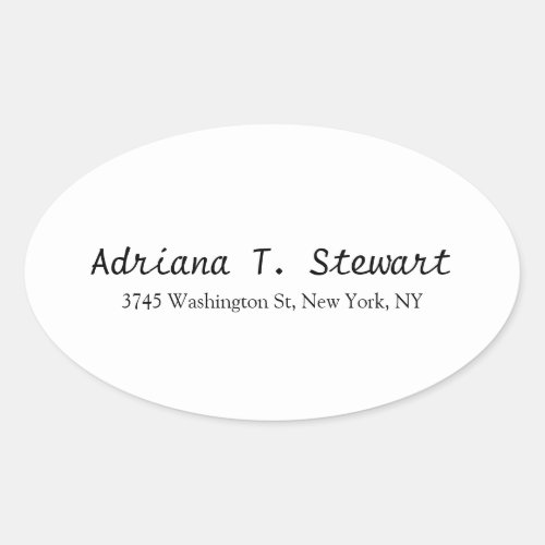 White Handwriting Professional Elegant Simple Oval Sticker