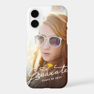 White Handwriting Script Graduate Photo Graduation iPhone 17 Case