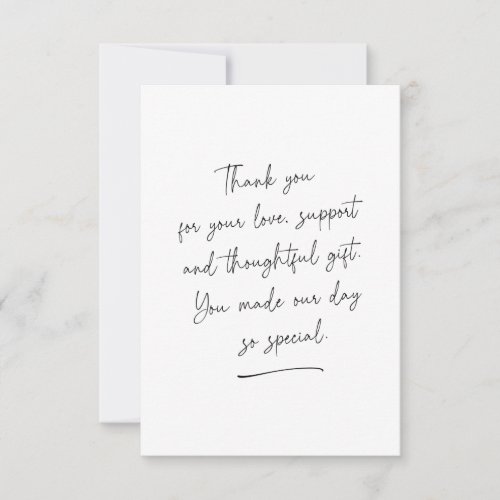 White Handwritten Thank You Message Photo Card