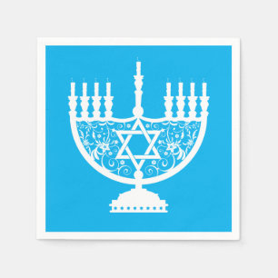 White Hanukkah menorah    Napkins