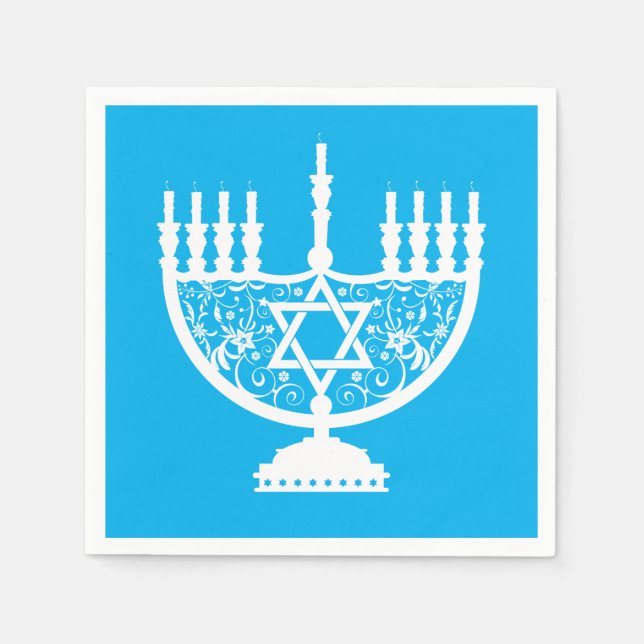 White Hanukkah menorah    Napkins (Front)
