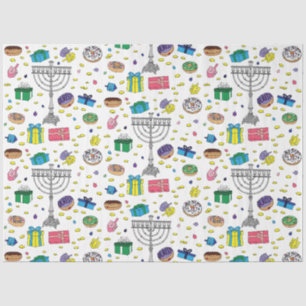 White Hanukkah Pattern  Tissue Paper
