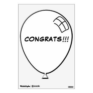 White Happy Balloon with Personalized Text Wall Decal