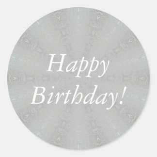 White Happy Birthday on Decorative Silver Stickers