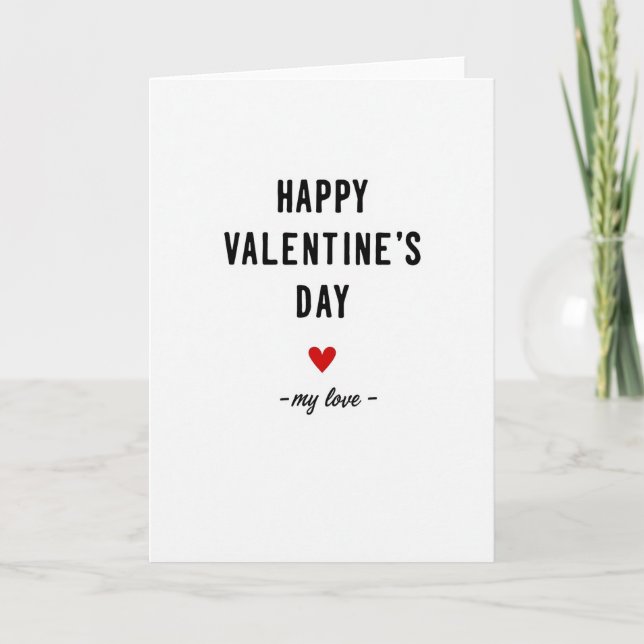 White Happy Valentines Day Card (Front)