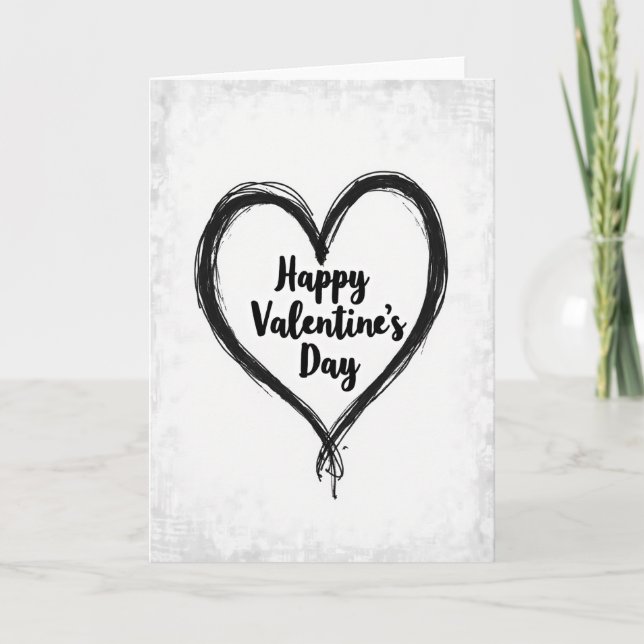 White Happy Valentines Day Heart Card (Front)