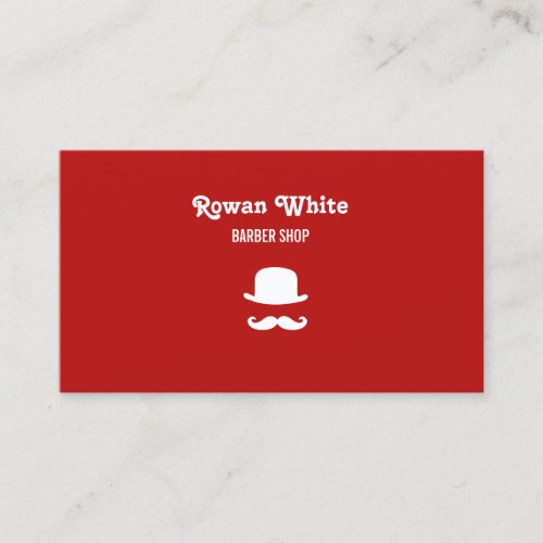 White hat and moustache silhouette red business card