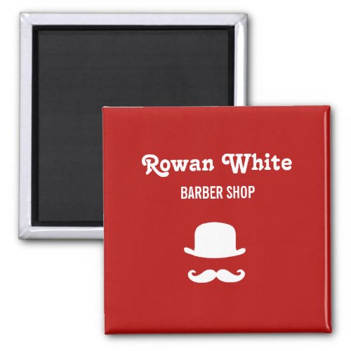 White hat and moustache silhouette red magnet