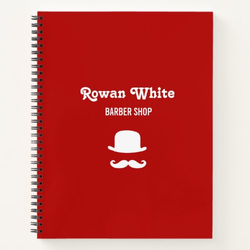 White hat and moustache silhouette red notebook