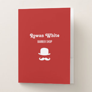 White hat and moustache silhouette red pocket folder