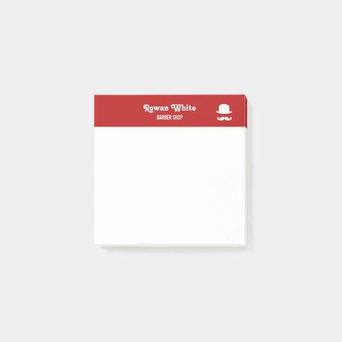 White hat and moustache silhouette red post_it notes