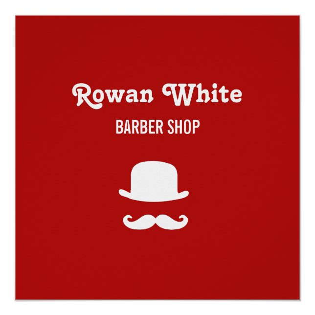 White hat and moustache silhouette red poster (Front)