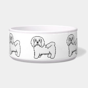 White Havanese Cute Cartoon Dog Illustration Bowl