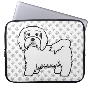 White Havanese Cute Cartoon Dog Illustration Laptop Sleeve