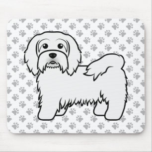 White Havanese Cute Cartoon Dog Illustration Mouse Pad
