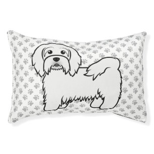 White Havanese Cute Cartoon Dog Illustration Pet Bed