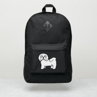 White Havanese Cute Cartoon Dog Illustration Port Authority® Backpack