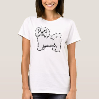 White Havanese Cute Cartoon Dog Illustration T-Shirt