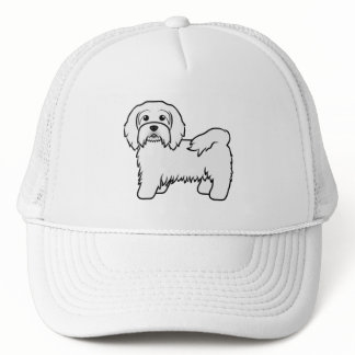 White Havanese Cute Cartoon Dog Illustration Trucker Hat