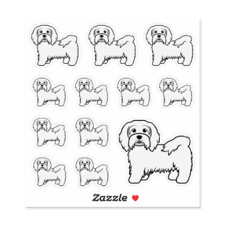 White Havanese Cute Cartoon Dog Illustrations Sticker