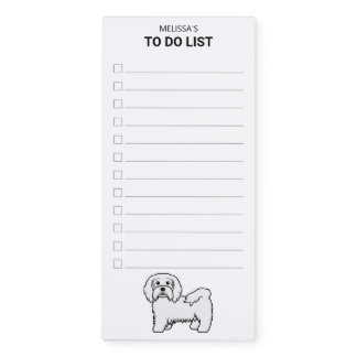 White Havanese Cute Cartoon Dog To Do List Magnetic Notepad